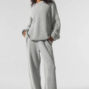 Alo Yoga Domain Rib Knit Crew Sweater and Sweatpant SET sz XS SM MD